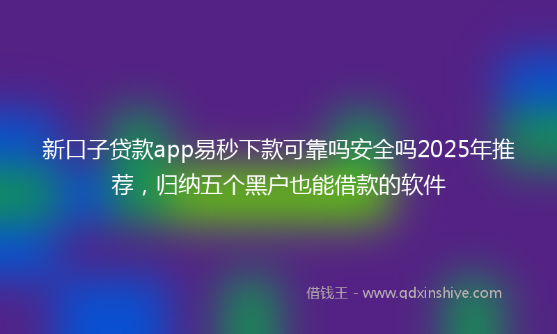 新口子贷款app易秒下款可靠吗安全吗2025年推荐，归纳五个黑户也能借款的软件