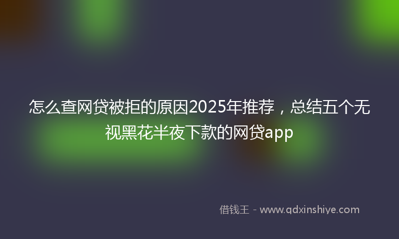 怎么查网贷被拒的原因2025年推荐，总结五个无视黑花半夜下款的网贷app