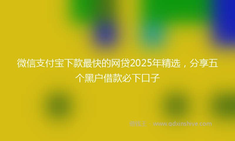 微信支付宝下款最快的网贷2025年精选，分享五个黑户借款必下口子