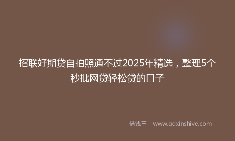 招联好期贷自拍照通不过2025年精选，整理5个秒批网贷轻松贷的口子
