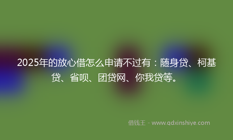 2025年的放心借怎么申请不过有：随身贷、柯基贷、省呗、团贷网、你我贷等。