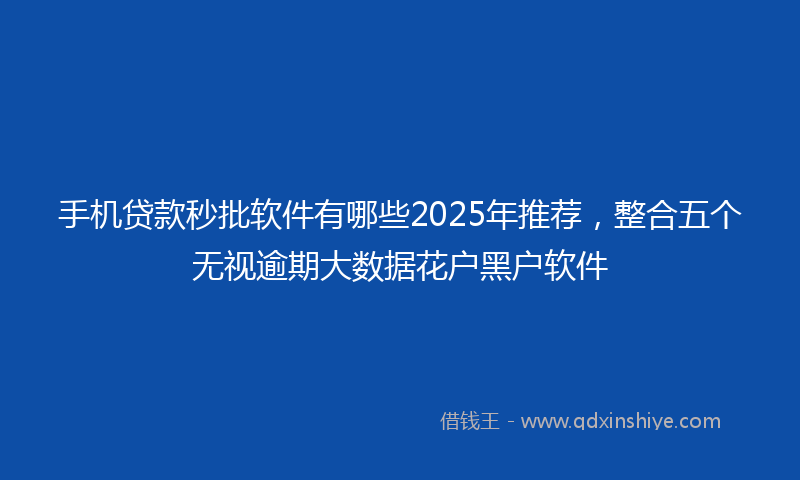 手机贷款秒批软件有哪些2025年推荐，整合五个无视逾期大数据花户黑户软件