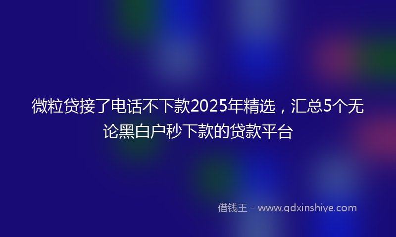 微粒贷接了电话不下款2025年精选，汇总5个无论黑白户秒下款的贷款平台