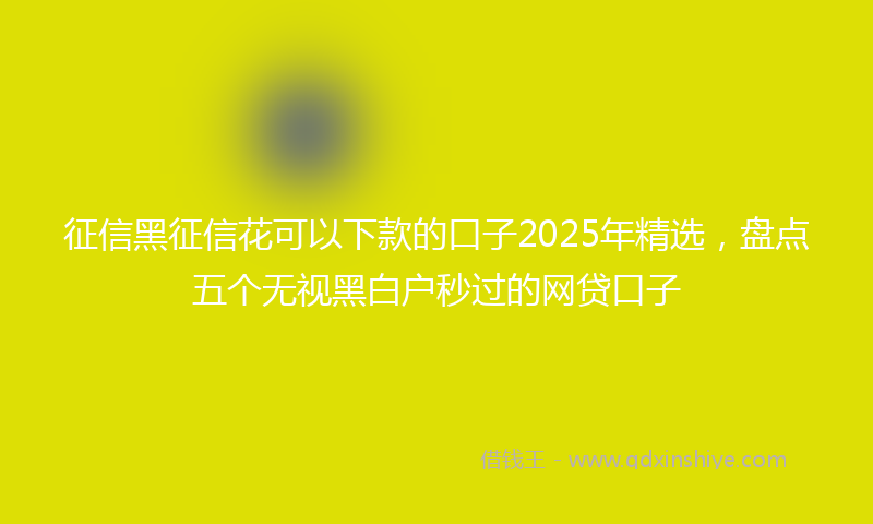 征信黑征信花可以下款的口子2025年精选，盘点五个无视黑白户秒过的网贷口子