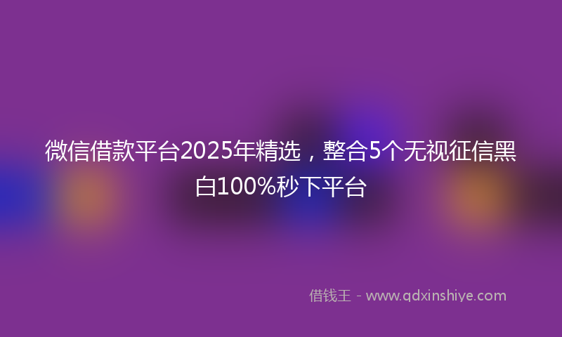 微信借款平台2025年精选，整合5个无视征信黑白100%秒下平台