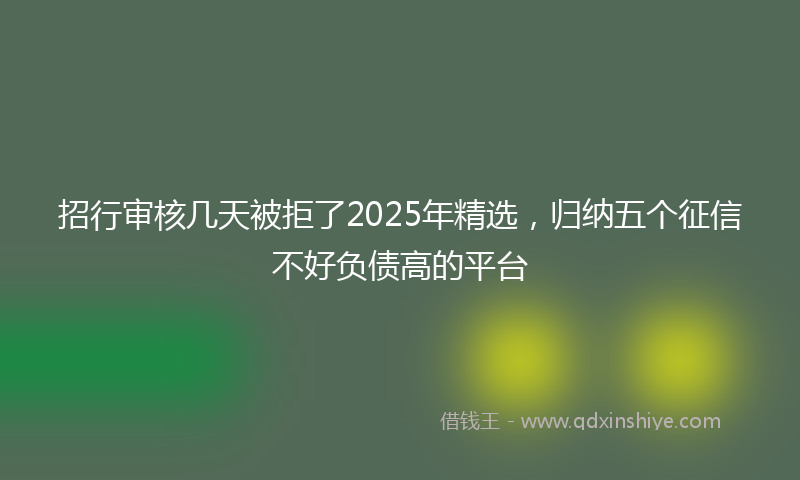 招行审核几天被拒了2025年精选，归纳五个征信不好负债高的平台