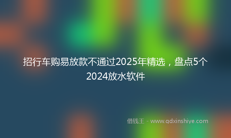 招行车购易放款不通过2025年精选，盘点5个2024放水软件