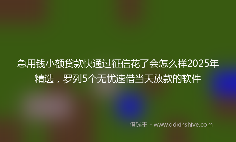 急用钱小额贷款快通过征信花了会怎么样2025年精选，罗列5个无忧速借当天放款的软件