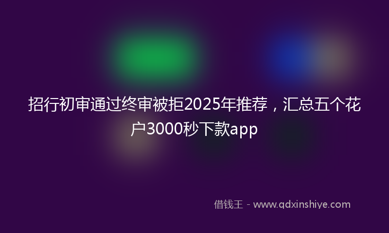 招行初审通过终审被拒2025年推荐，汇总五个花户3000秒下款app