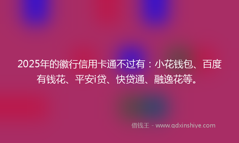 2025年的徽行信用卡通不过有：小花钱包、百度有钱花、平安i贷、快贷通、融逸花等。