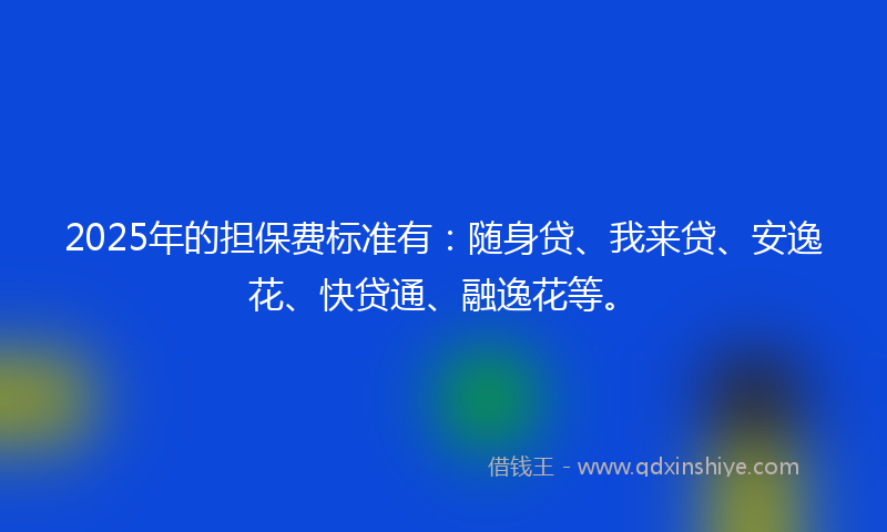 2025年的担保费标准有：随身贷、我来贷、安逸花、快贷通、融逸花等。