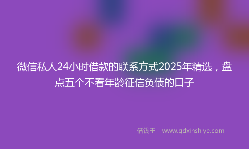微信私人24小时借款的联系方式2025年精选，盘点五个不看年龄征信负债的口子