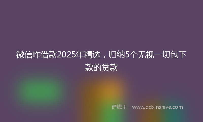 微信咋借款2025年精选，归纳5个无视一切包下款的贷款