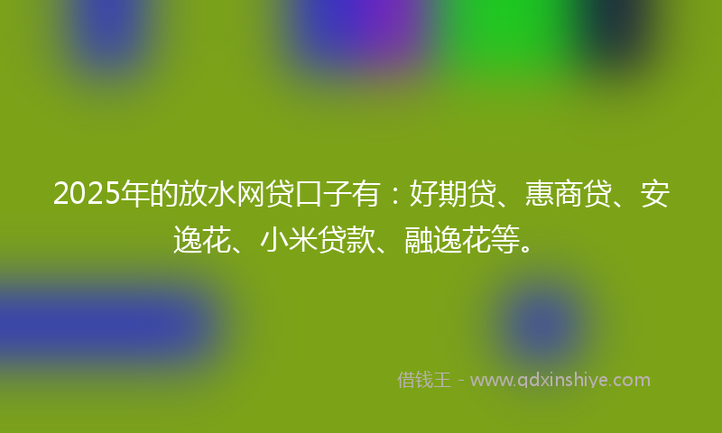 2025年的放水网贷口子有：好期贷、惠商贷、安逸花、小米贷款、融逸花等。