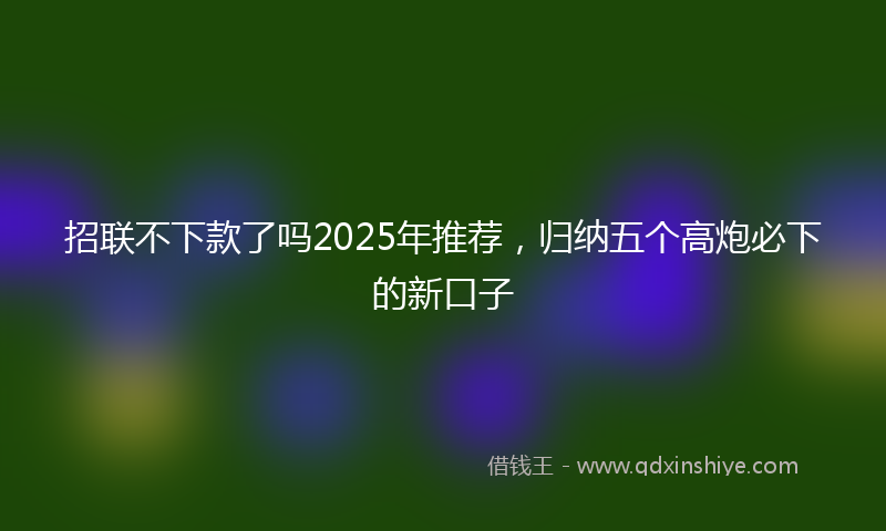 招联不下款了吗2025年推荐，归纳五个高炮必下的新口子