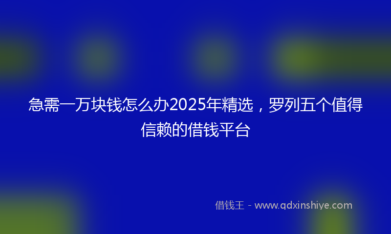 急需一万块钱怎么办2025年精选，罗列五个值得信赖的借钱平台