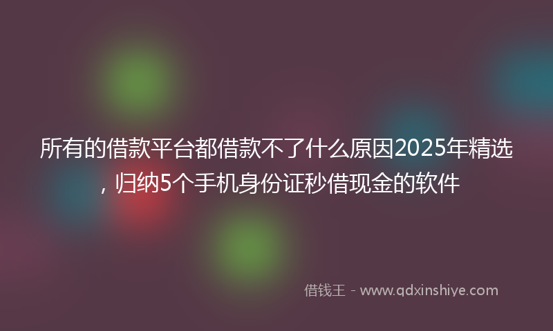 所有的借款平台都借款不了什么原因2025年精选，归纳5个手机身份证秒借现金的软件