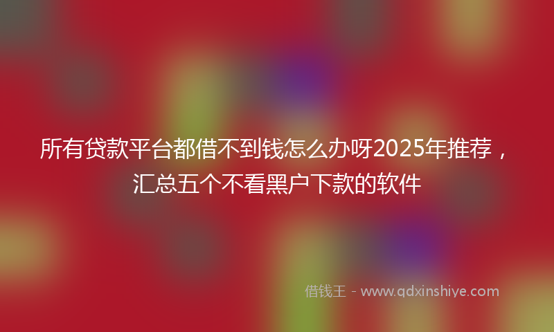 所有贷款平台都借不到钱怎么办呀2025年推荐，汇总五个不看黑户下款的软件