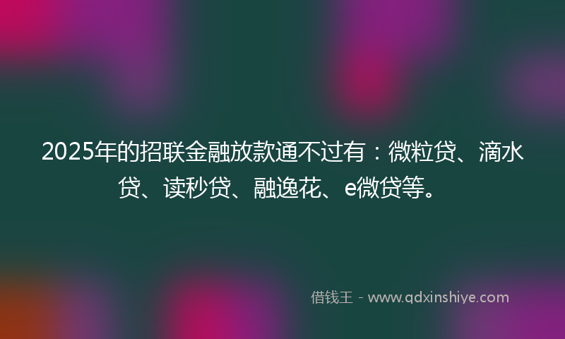 2025年的招联金融放款通不过有：微粒贷、滴水贷、读秒贷、融逸花、e微贷等。