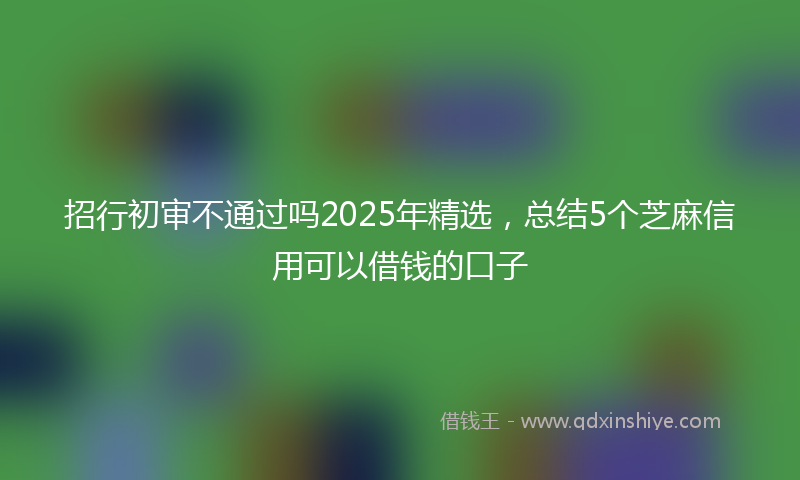 招行初审不通过吗2025年精选，总结5个芝麻信用可以借钱的口子