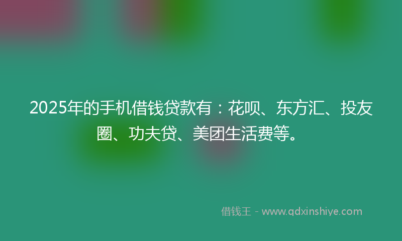2025年的手机借钱贷款有：花呗、东方汇、投友圈、功夫贷、美团生活费等。