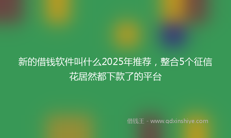 新的借钱软件叫什么2025年推荐，整合5个征信花居然都下款了的平台