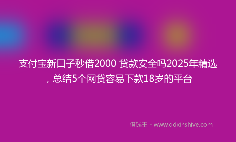 支付宝新口子秒借2000 贷款安全吗2025年精选，总结5个网贷容易下款18岁的平台