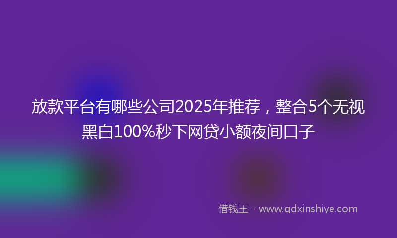 放款平台有哪些公司2025年推荐，整合5个无视黑白100%秒下网贷小额夜间口子