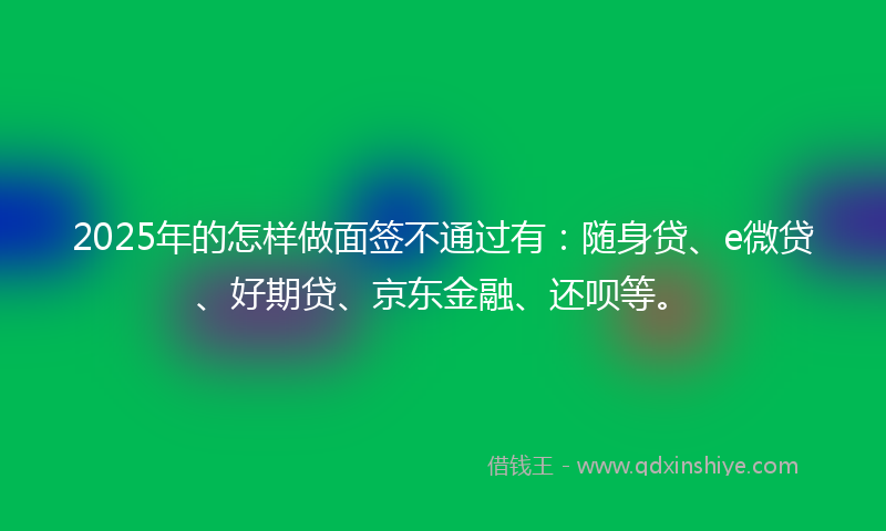 2025年的怎样做面签不通过有：随身贷、e微贷、好期贷、京东金融、还呗等。