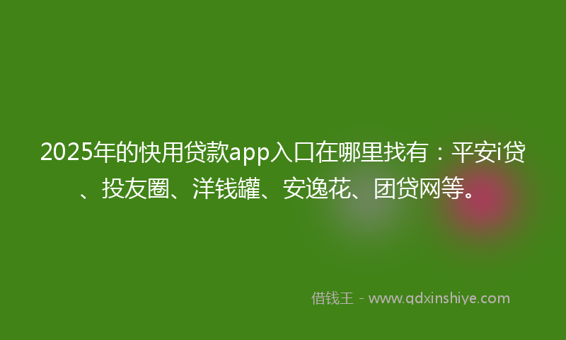 2025年的快用贷款app入口在哪里找有：平安i贷、投友圈、洋钱罐、安逸花、团贷网等。