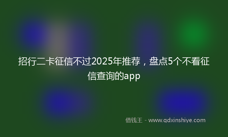 招行二卡征信不过2025年推荐，盘点5个不看征信查询的app