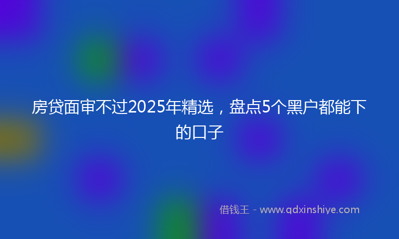 房贷面审不过2025年精选，盘点5个黑户都能下的口子