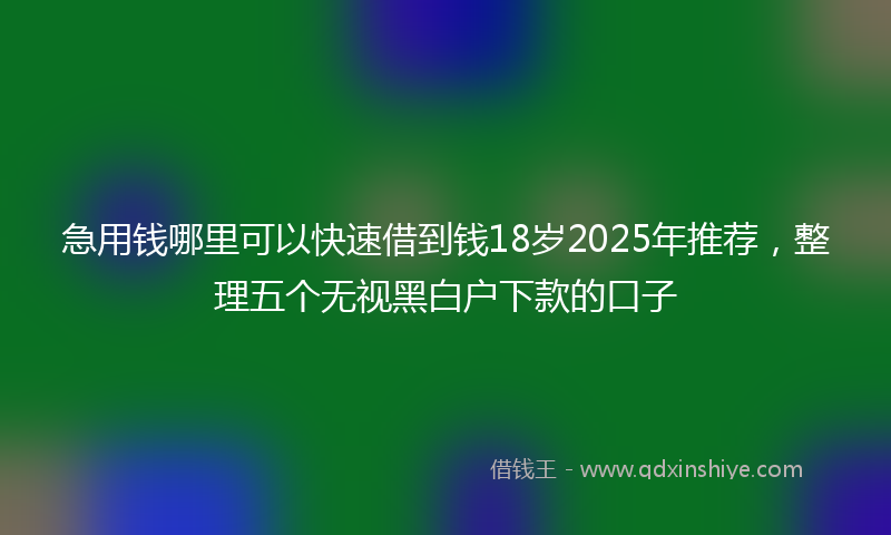 急用钱哪里可以快速借到钱18岁2025年推荐，整理五个无视黑白户下款的口子