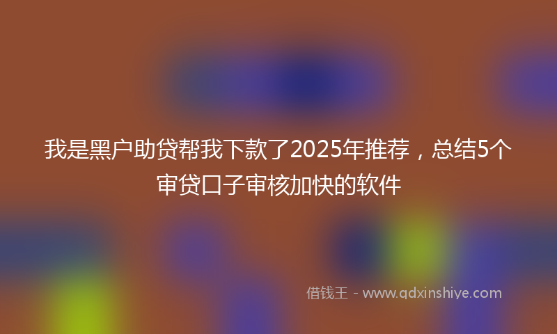 我是黑户助贷帮我下款了2025年推荐，总结5个审贷口子审核加快的软件