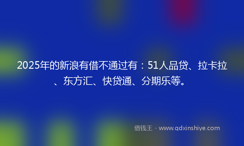 2025年的新浪有借不通过有：51人品贷、拉卡拉、东方汇、快贷通、分期乐等。