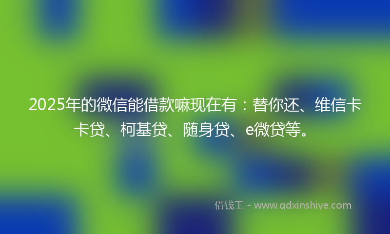 2025年的微信能借款嘛现在有：替你还、维信卡卡贷、柯基贷、随身贷、e微贷等。