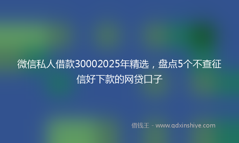 微信私人借款30002025年精选，盘点5个不查征信好下款的网贷口子