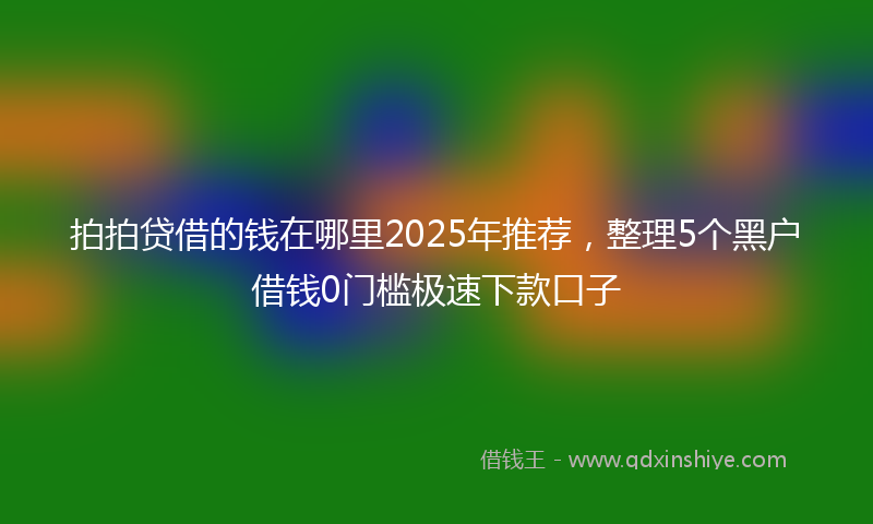 拍拍贷借的钱在哪里2025年推荐，整理5个黑户借钱0门槛极速下款口子