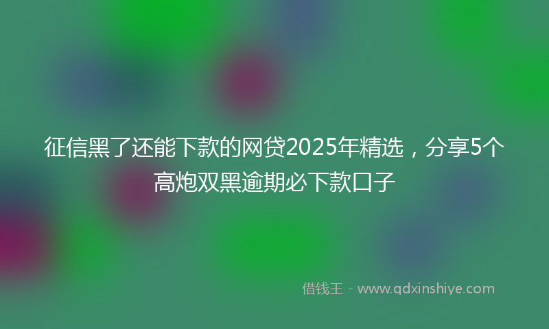 征信黑了还能下款的网贷2025年精选，分享5个高炮双黑逾期必下款口子