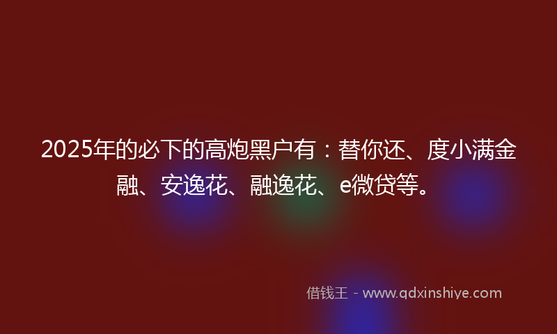 2025年的必下的高炮黑户有：替你还、度小满金融、安逸花、融逸花、e微贷等。