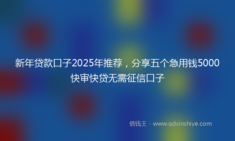 新年贷款口子2025年推荐，分享五个急用钱5000快审快贷无需征信口子