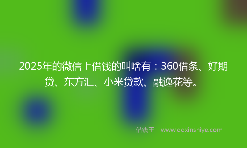 2025年的微信上借钱的叫啥有：360借条、好期贷、东方汇、小米贷款、融逸花等。