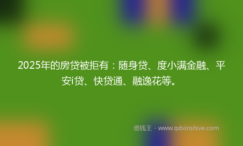 2025年的房贷被拒有：随身贷、度小满金融、平安i贷、快贷通、融逸花等。