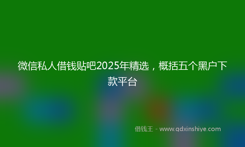 微信私人借钱贴吧2025年精选，概括五个黑户下款平台