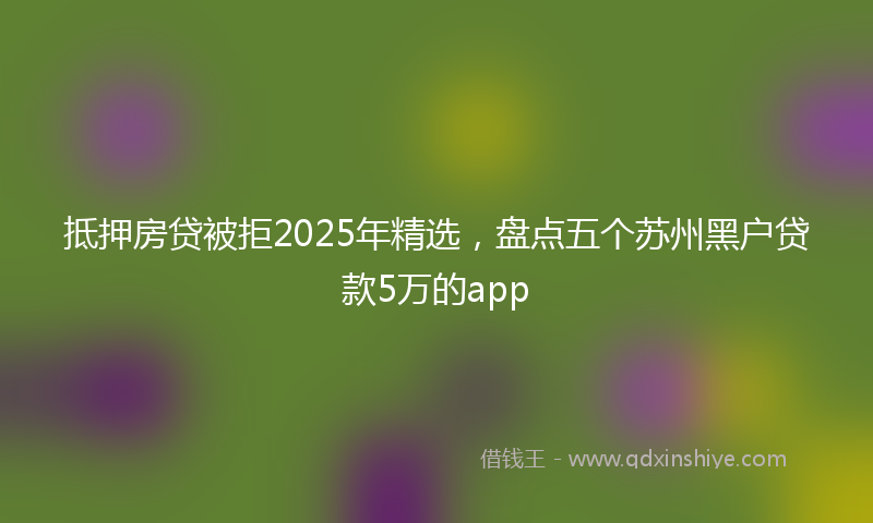 抵押房贷被拒2025年精选，盘点五个苏州黑户贷款5万的app
