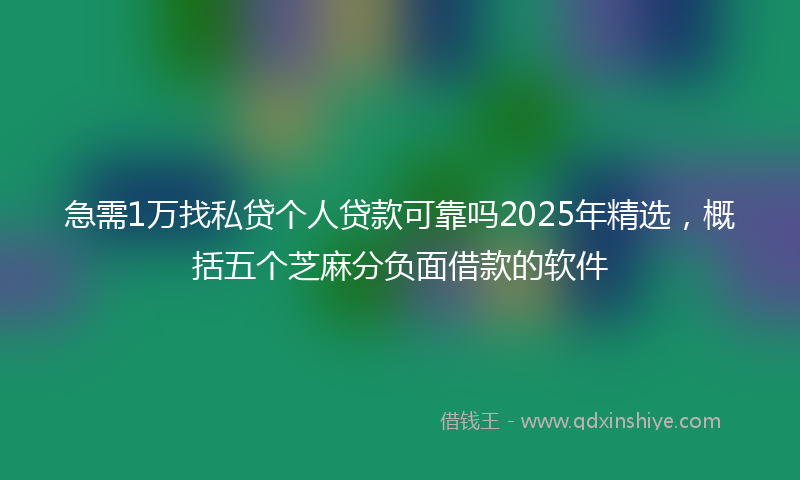 急需1万找私贷个人贷款可靠吗2025年精选，概括五个芝麻分负面借款的软件