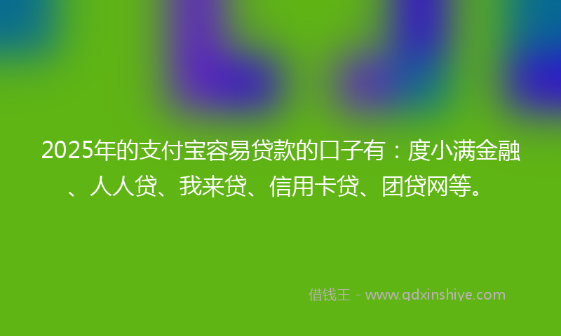 2025年的支付宝容易贷款的口子有：度小满金融、人人贷、我来贷、信用卡贷、团贷网等。
