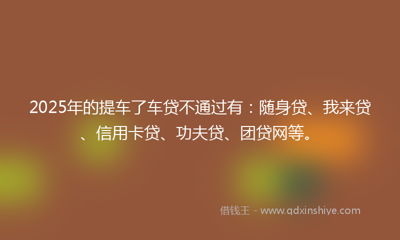 2025年的提车了车贷不通过有：随身贷、我来贷、信用卡贷、功夫贷、团贷网等。