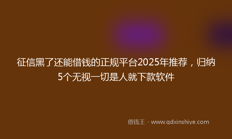 征信黑了还能借钱的正规平台2025年推荐，归纳5个无视一切是人就下款软件
