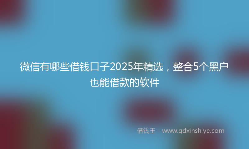 微信有哪些借钱口子2025年精选，整合5个黑户也能借款的软件